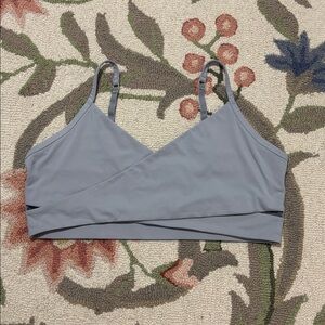 Fabletics silver grey Wrap Sports Bra Bralette,  no padding, 1X